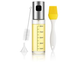Darenci Oliesprayer RVS – 100ml Olieverstuiver & Oliespuit – Olijfolie Spray voor Koken, BBQ, Airfryer, Salades – Navulbare Oliespray Fles – Inclusief Trechter & Schoonmaakborstel