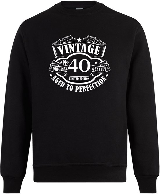 Vintage 40 Jaar Trui - Aged To Perfection - Verjaardag en feest cadeau - Cadeau tip - 40 jaar cadeau - 40 jaar - Trui - 1985 - Heren - Vader Cadeau - Maat M