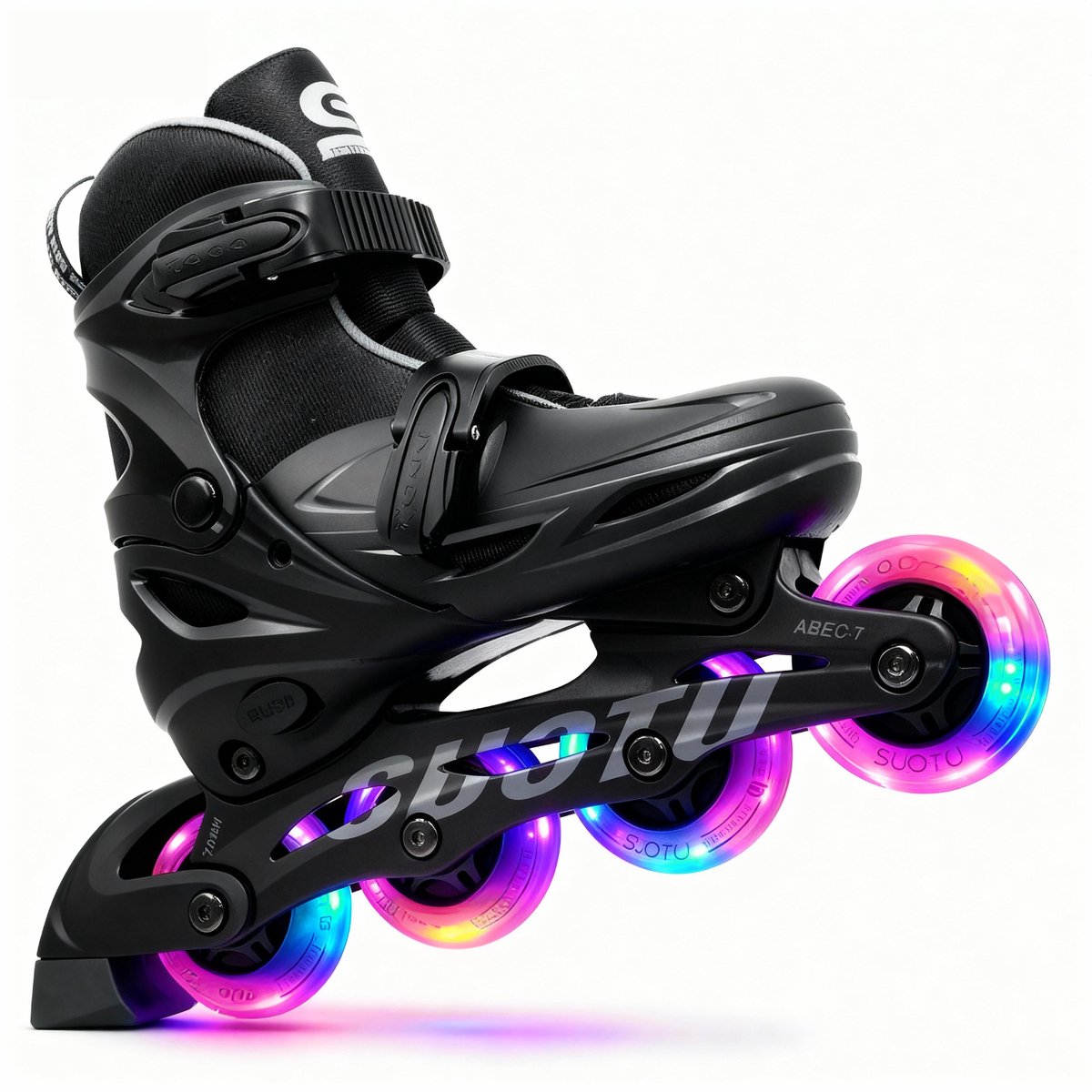 Suotu Inline Skates - Maat 30-33 - Lichtgevende wielen - Zwart - XS