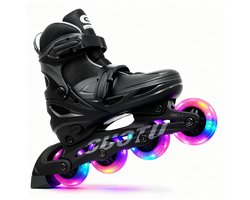 foto van Suotu Skeelers - Inlineskates Verstelbaar - Skeelers meisjes en jongens - Maat: EUR 28-30 - Lichtgevende wielen - Zwart - S