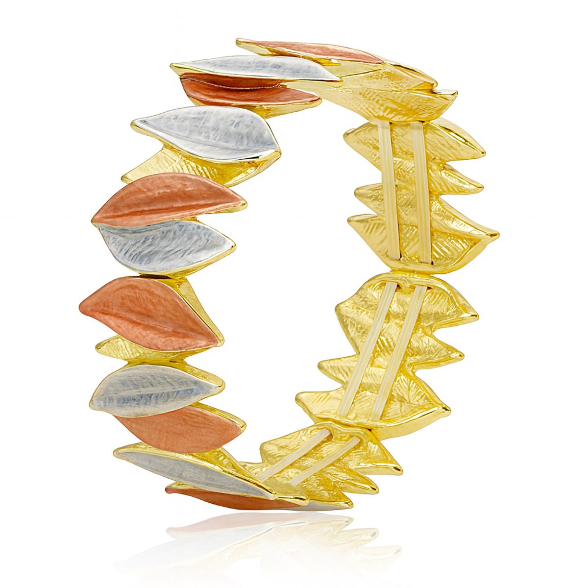 Elastische Damesarmband met Bladdesign – Milieuvriendelijke Legering in Rood Blauw Goud