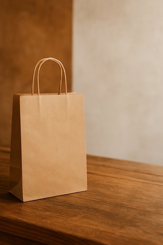 Sac en papier - 100 pièces - Marron - 28+15x40cm - Poignée torsadée / sacs en papier