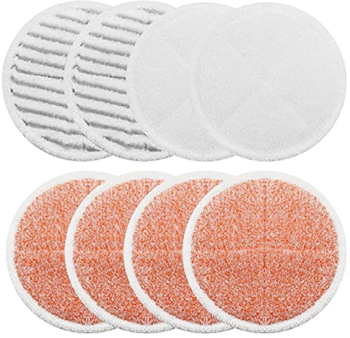 Vervangingsset voor Stoommop - 8 Stuks: 4 Zware Scrubpads, 2 Zachte Pads, 2 Scrubby Pads