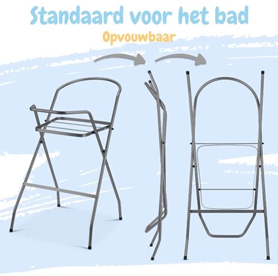 Baby Badje met Standaard en Antislip Badzitje voor Pasgeborenen - Ideale Badset van Merkloos — afbeelding 5