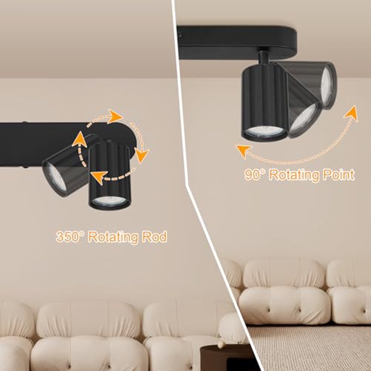 Moderne Zwart GU10 LED Plafond Spotlight 2-vlam 350°