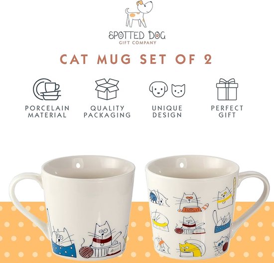 SPOTTED DOG GIFT COMPANY Set van 4 Keramische Koffiemokken, 350ml Hondenmok en Kattenmok, Grappige Koffiekopjes voor Koffie en Thee, Cadeau voor Hondenliefhebbers en Kattenliefhebbers SPOTTED DOG GIFT COMPANY Set van 4 Keramische Koffiemokken, 350ml Hondenmok en Kattenmok, Grappige Koffiekopjes voor Koffie en Thee, Cadeau voor Hondenliefhebbers en Kattenliefhebbers