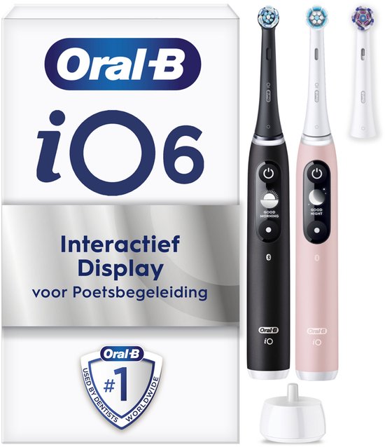 Oral-B iO 6 Elektrische Tandenborstels - Zwart en Roze - Ontworpen Door Braun