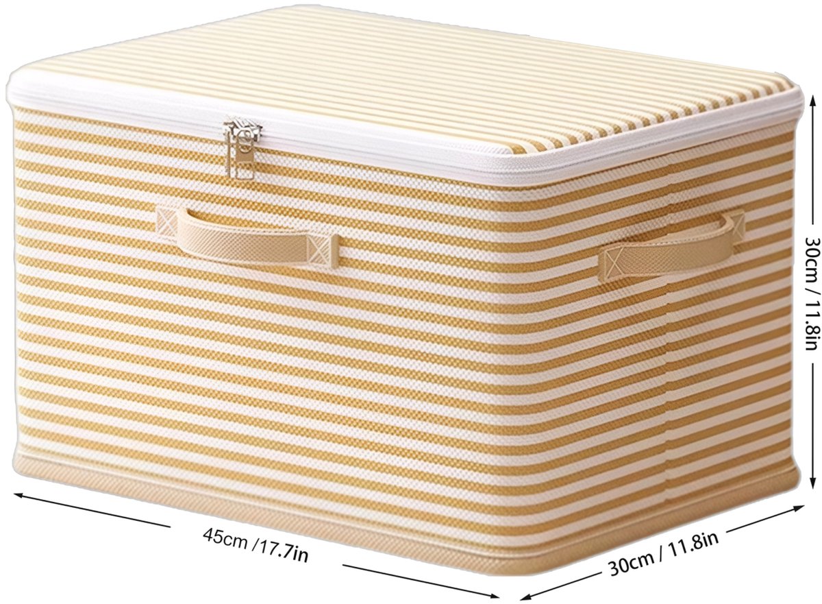 IBETTERTEC - Opbergdoos 45x30x30cm Opvouwbare opbergbox met ritssluiting - 1 stuk/3 stuks - met deksel - 3 handvatten - opbergdoos voor kleding - opvouwbare stoffen box met handvatten) - voor kleding - dekens - voor slaapkamer - kast