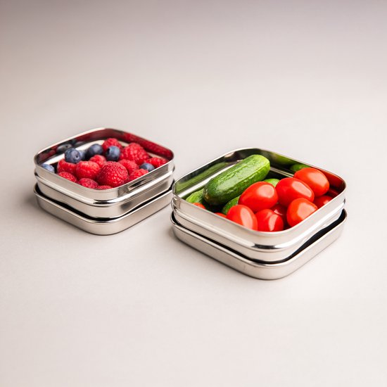 Bols à fruits de Luxe en acier inoxydable - Set de 2 - Boîtes à collation Bols à fruits en acier inoxydable - Enfants - Sans BPA - Talli - Bol à fruits scolaire - Boîte à collation enfant - Boîte à fruits