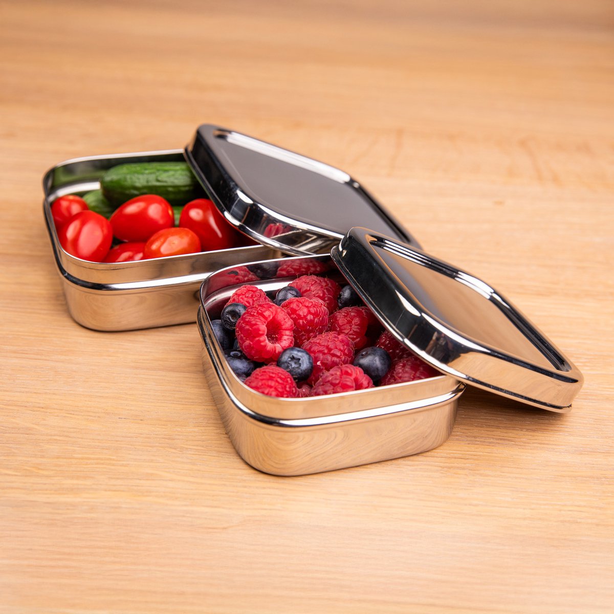 Luxe RVS Fruitbakjes - Set van 2 - Snackboxen RVS Fruitbakjes - Kinderen - BPA vrij - Talli - Fruitbakje school - Snackdoosje Kind - Fruitbox