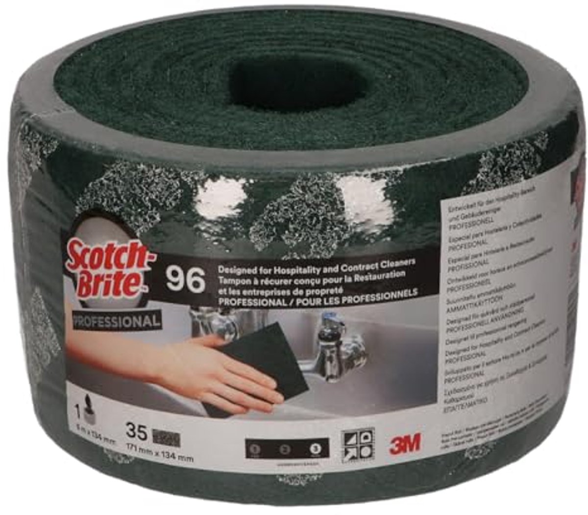 Reinigingsspons Rol 134 mm x 6 m Groen