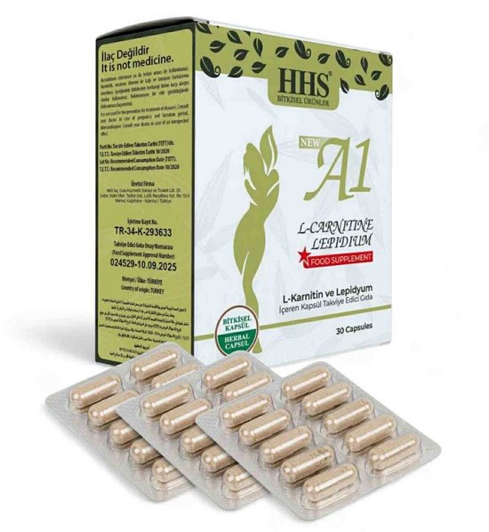 HHS A1 L-Carnitine & Lipidium Detox Kruiden 30 Afslankcapsules - Blister