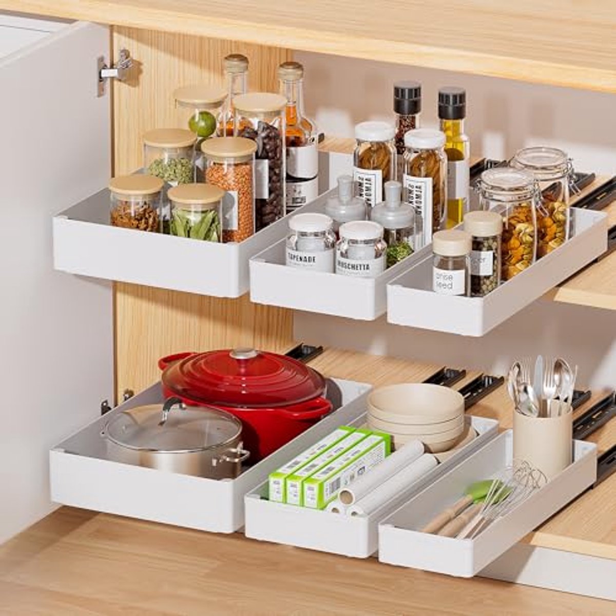 Uittrekbare Kastorganizer 3-Pack - Ideale Oplossing voor Keuken en Badkamer