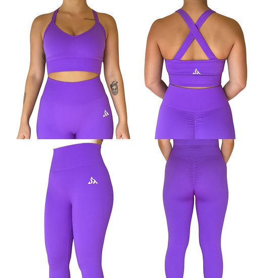 Ensemble de sport femme - legging de sport - Yoga - Pilates - Tenue décontractée - Taille M Violet