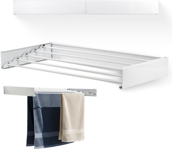 Goodly® Étendoir mural pliable - Wasrek d'extérieur - QUALITÉ 6 m - Corde à linge - Wit