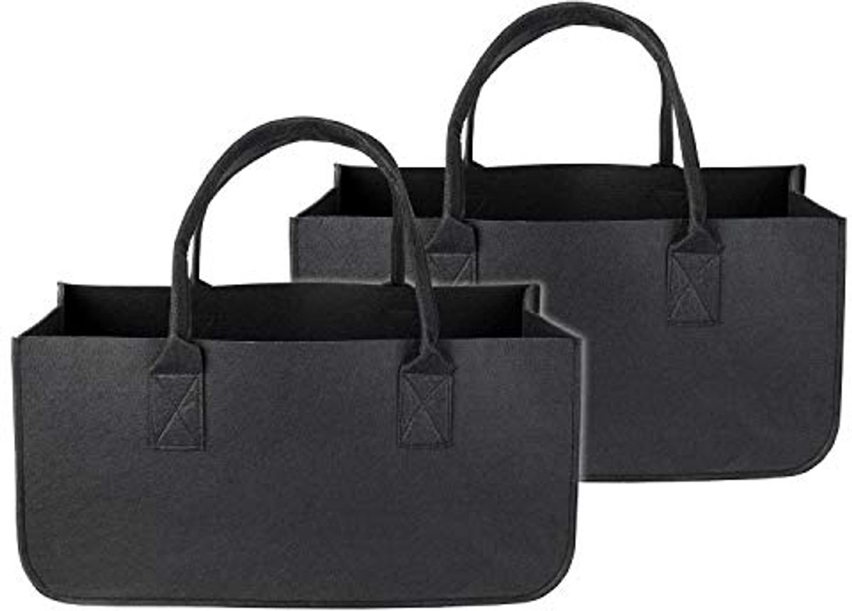 Vilten tas in donkergrijs - 50x25x25 cm - Set van 1 of 2 stuks