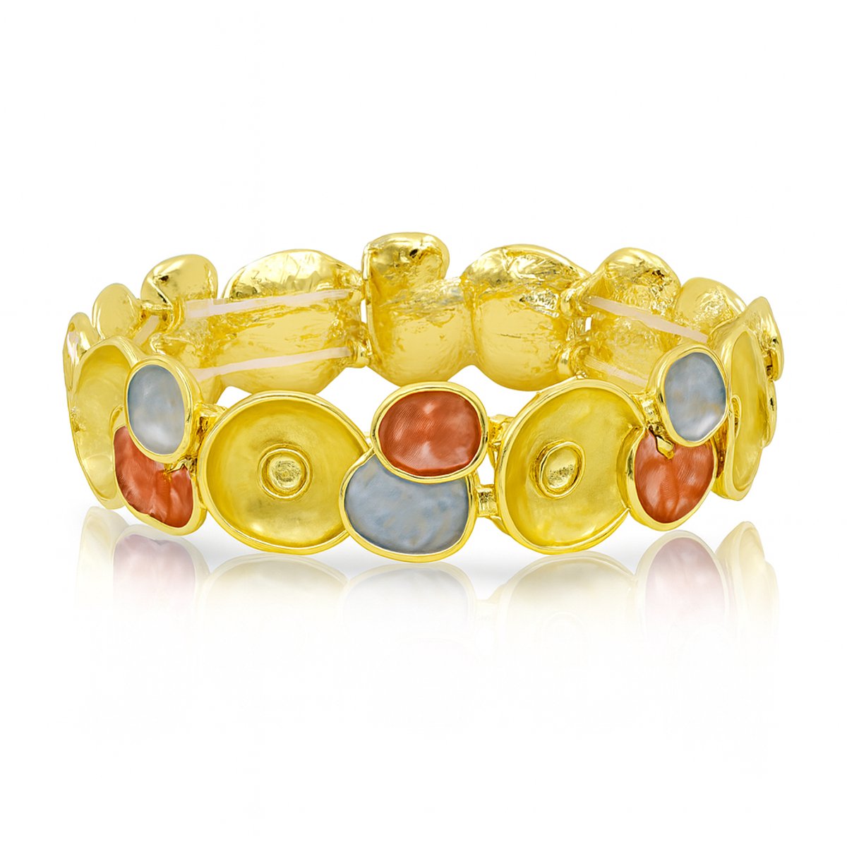 Dames Armband – Elastisch – Milieuvriendelijke Legering – Ronde Geometrische Schakels – Comfortabele Pasvorm