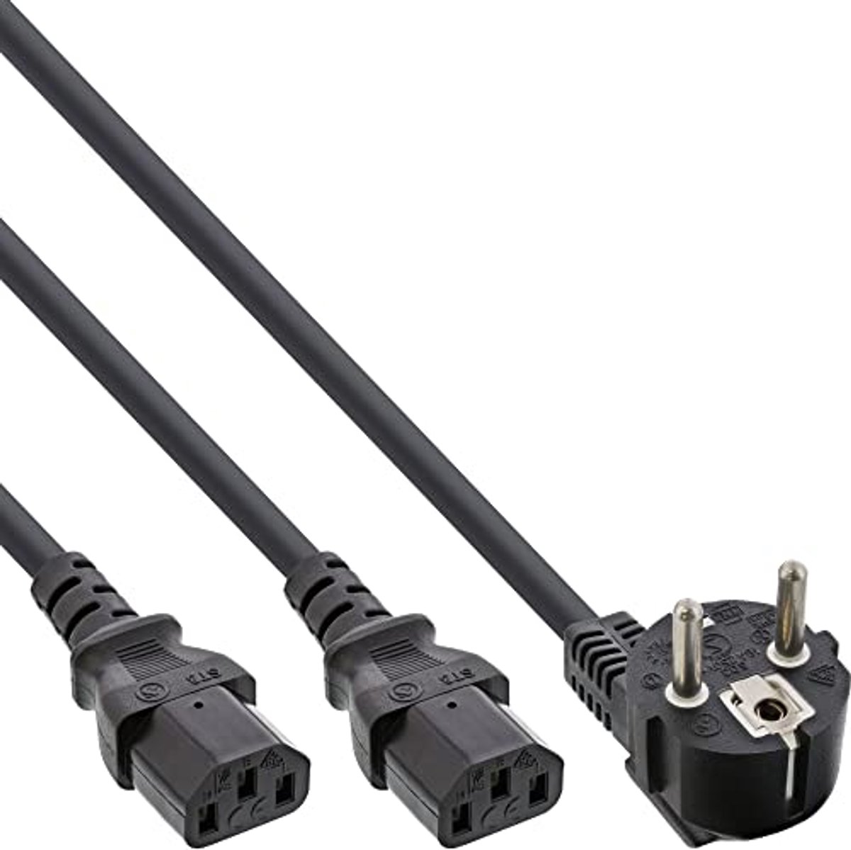 Net-Y Kabel 1x Geaarde Stekker naar 2x Apparaten Plug - 1m
