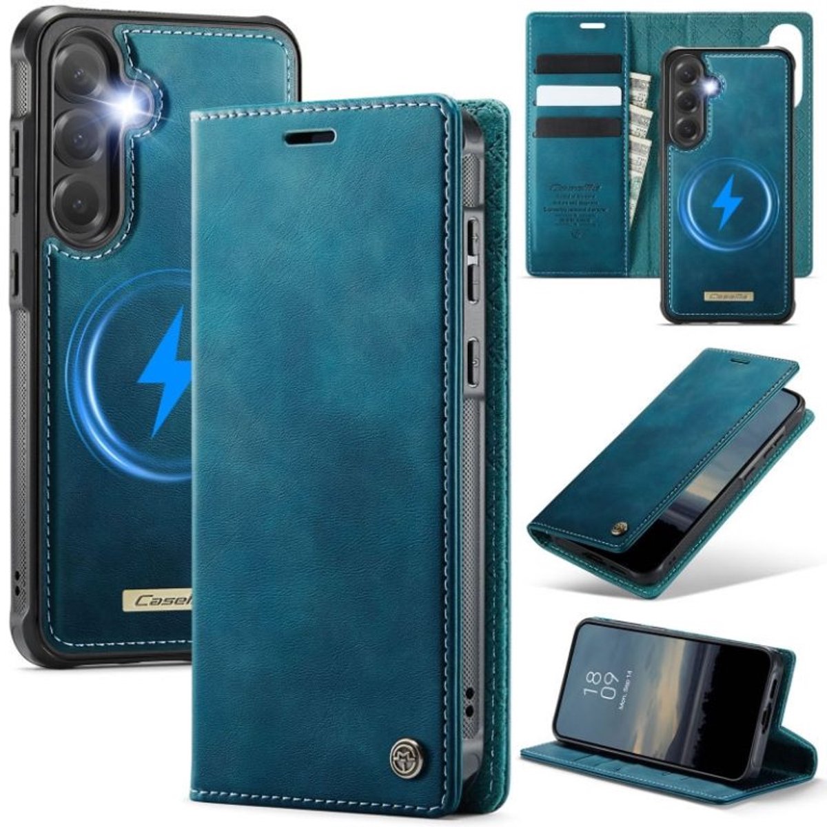 Luxe 2-in-1 Magnetische Afneembare Portemonneehoes + Backcover voor Galaxy S25 / S24 _ Blauw