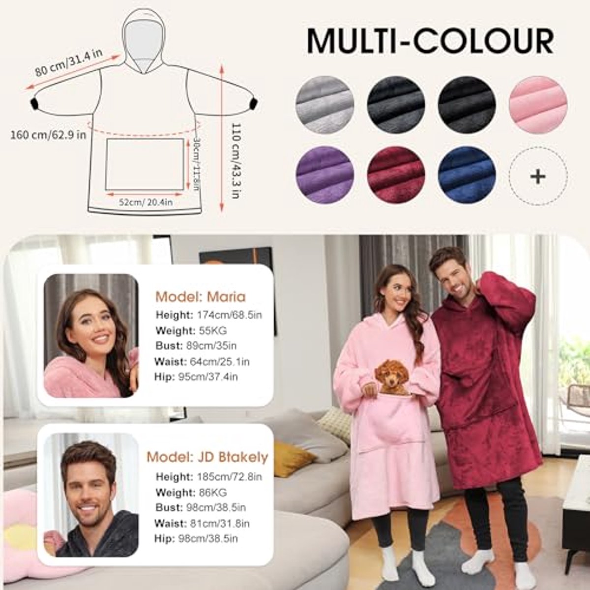 Dames Hoodie met Zakjes en Huisdier Motief - Warme Oversized Pullover voor de Winter