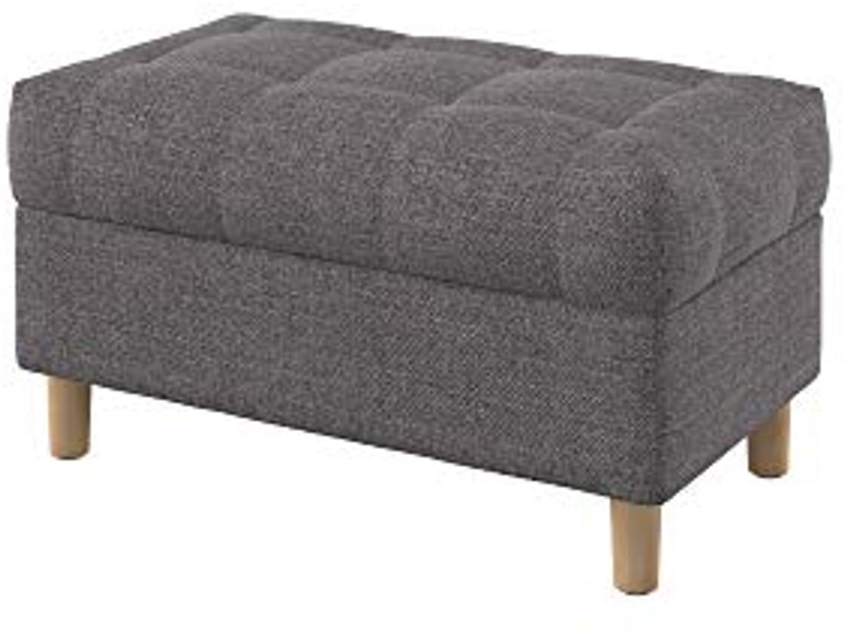 Knooploze Zitbank met Opbergruimte en Gestoffeerde Voetenbank, 80 cm Breed, Naturel Stone Stof