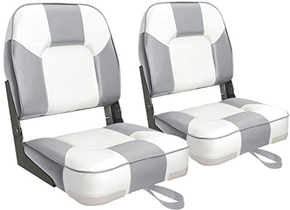 Lage Rugleuning Opvouwbare Bootstoel voor 2 Personen - Wit/Grijs
