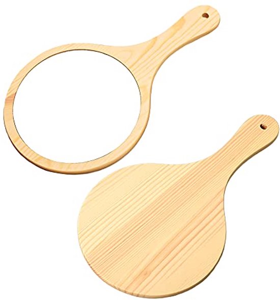 Haofy Assiette Service Pizza Bois Bambou Avec Poignée - Plateau Rond Texture Artisanale Pour Pizzas 8 Pouces
