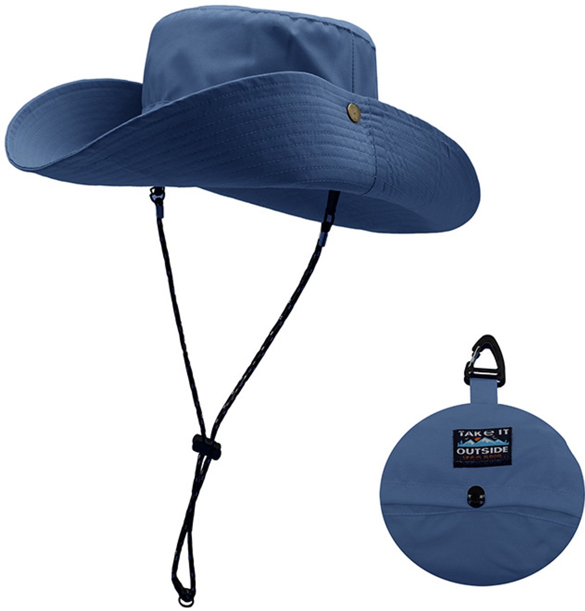 Zonnehoed Regenhoed - Safari Hoed - Zonnehoed opvouwbaar- Waterdichte Hoed - Vissershoedje - dames heren - Blauw