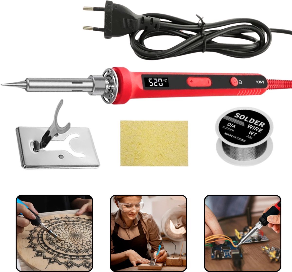 100W Digitale Soldeerbout Set – LCD Display – Verstelbaar – 220V