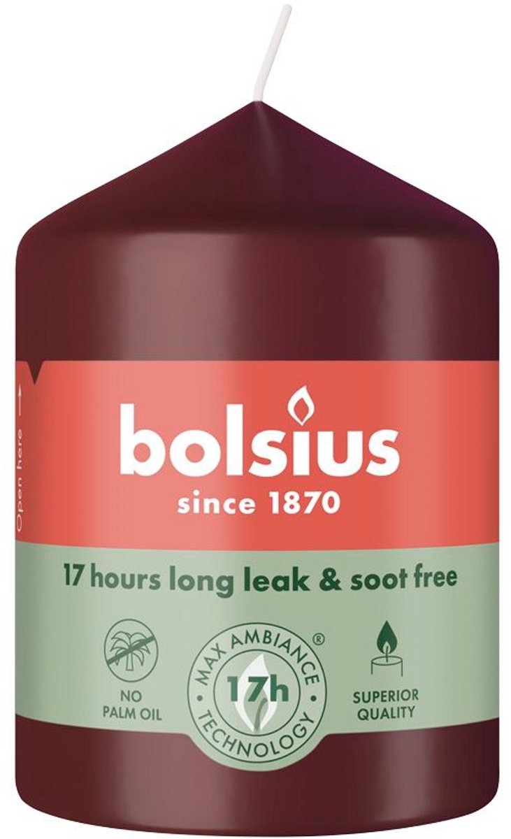 Bolsius Stompkaars - Essentials - 80/58 - 1 Stuk - Velvet Red Bordeaux