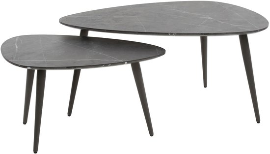 Table Basse Bio - Aspect Céramique Zwart - Set de 2 - Giga Meubel