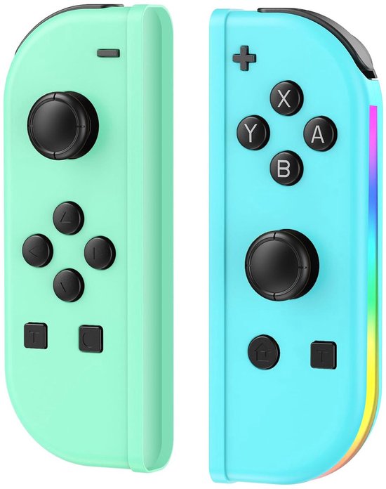 2-delige set Nintendo Switch-controllers zoals Joy-Cons - Draadloos gamepad - Geschikt voor Nintendo Switch/OLED/LITE - Turbo-functie-RGB-Licht