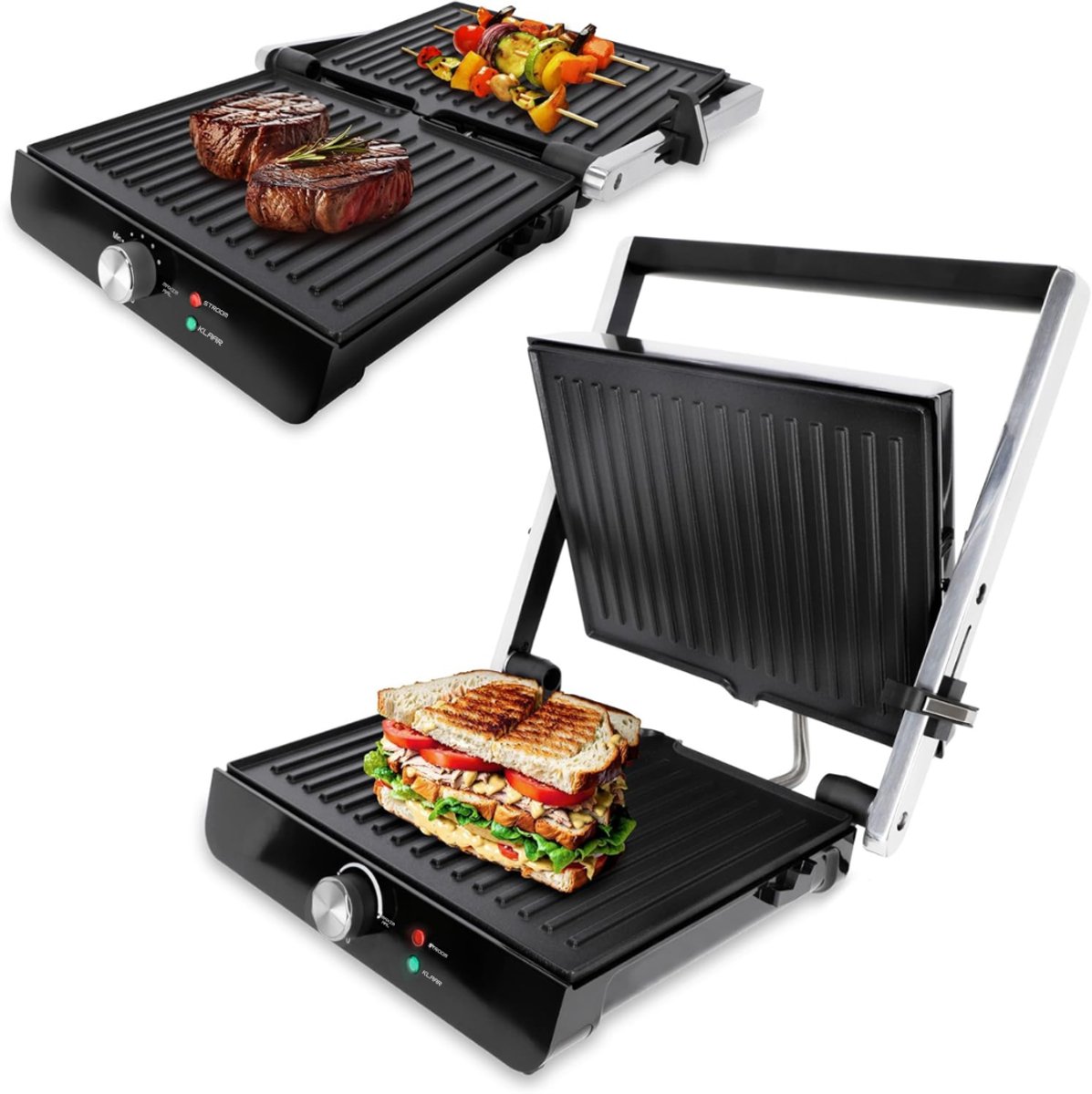 MMP®Contactgrill met uitneembare platen - Contactgrill - Multi grill - Zwart - ‎35cm x 33cm x 11cm
