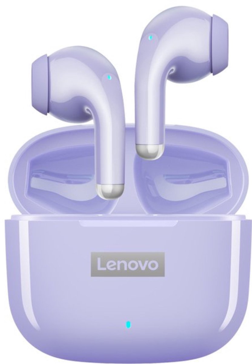 Lenovo Livepods LP40 Pro Wireless Bluetooth 5.1 Earbuds - Volledig Draadloos In-Ear Oortjes - Waterproof IPX-5 - Siliconen Oordopjes - Universeel Apple/Samsung/Android/iPhone - Paars