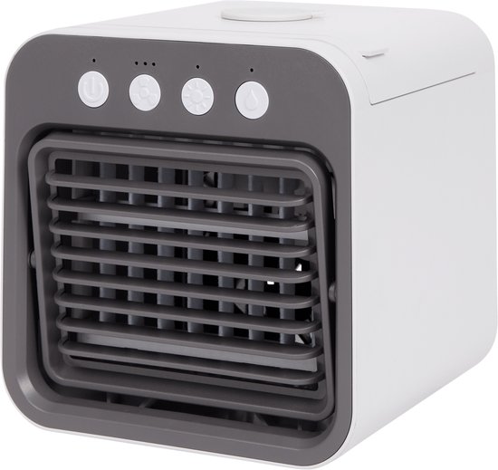 Nor-Tec Luchtkoeler 3-in-1 – Ventilator, Luchtbevochtiger & Aroma Diffuser – Met LED-verlichting |Mini Airco - Mobiele Mini Airco - Energiezuinig | Draagbare Airco | Mistfunctie & LED Verlichting – 400ml Waterreservoir | Zwart