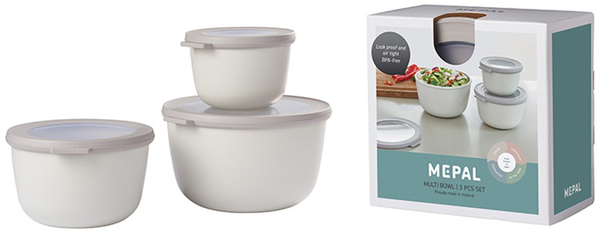 Bol.com Mepal - Multikom Cirqula vershouddoos set - 500 + 1000 + 2000 ml - Rond - Nordic white aanbieding
