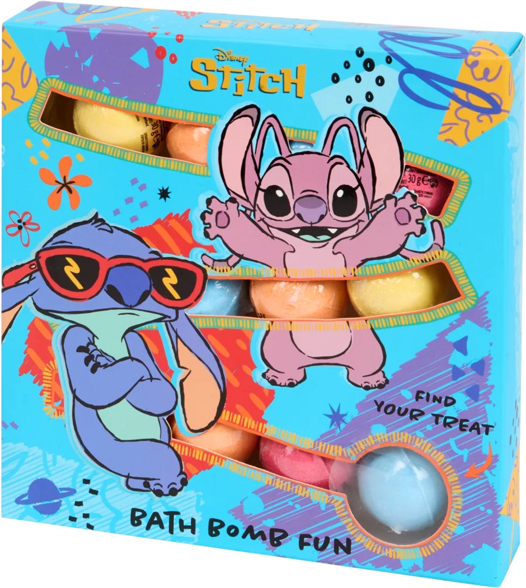 Disney Stitch Bruisballen – set van 12 kleuren & geuren – bruisbal voor in bad