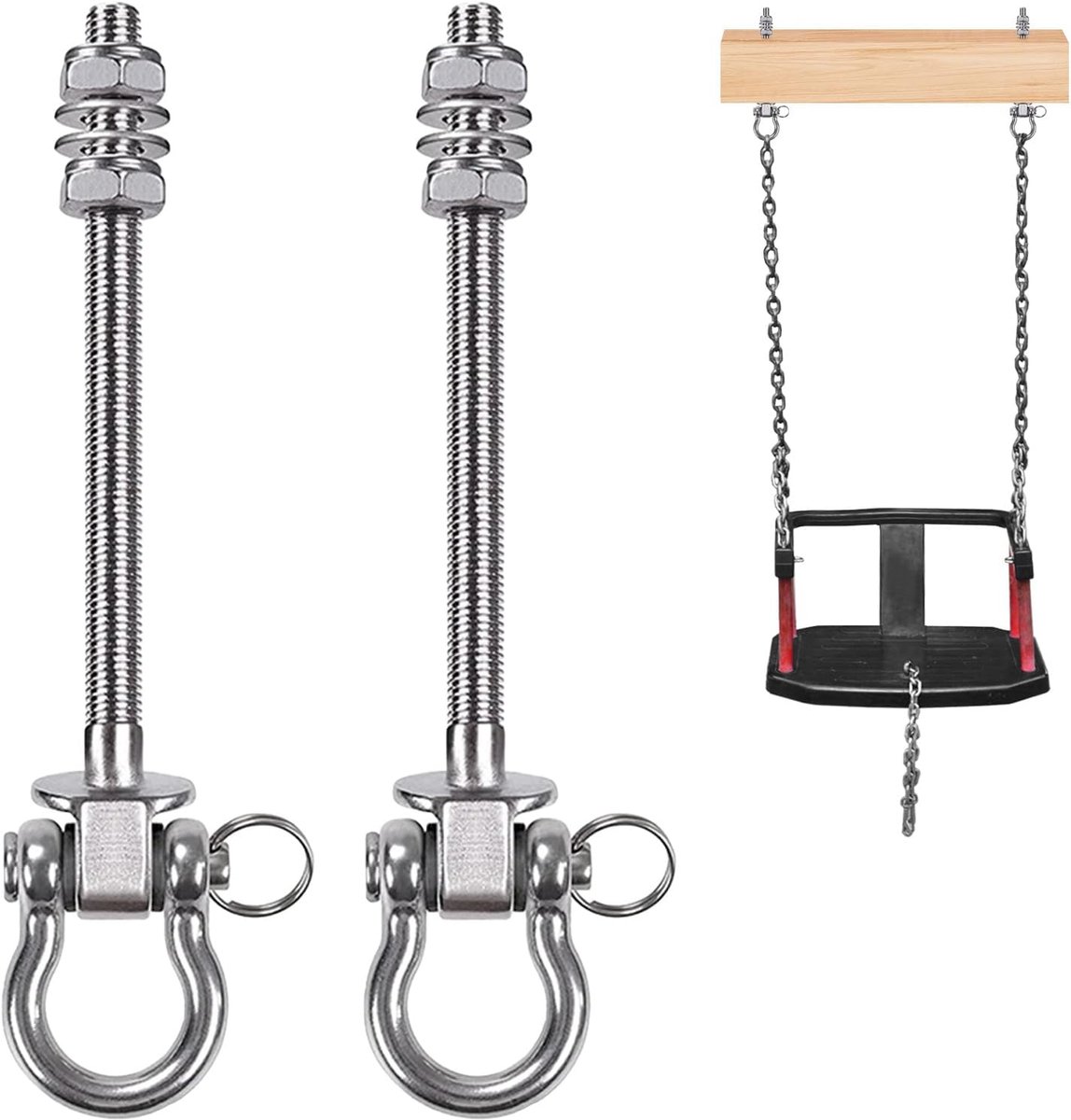 Swing hooks voor houten balken - zware belasting - swing ophangbeugel - hangstoel - trapeze - yoga - gym - tot 800 kg