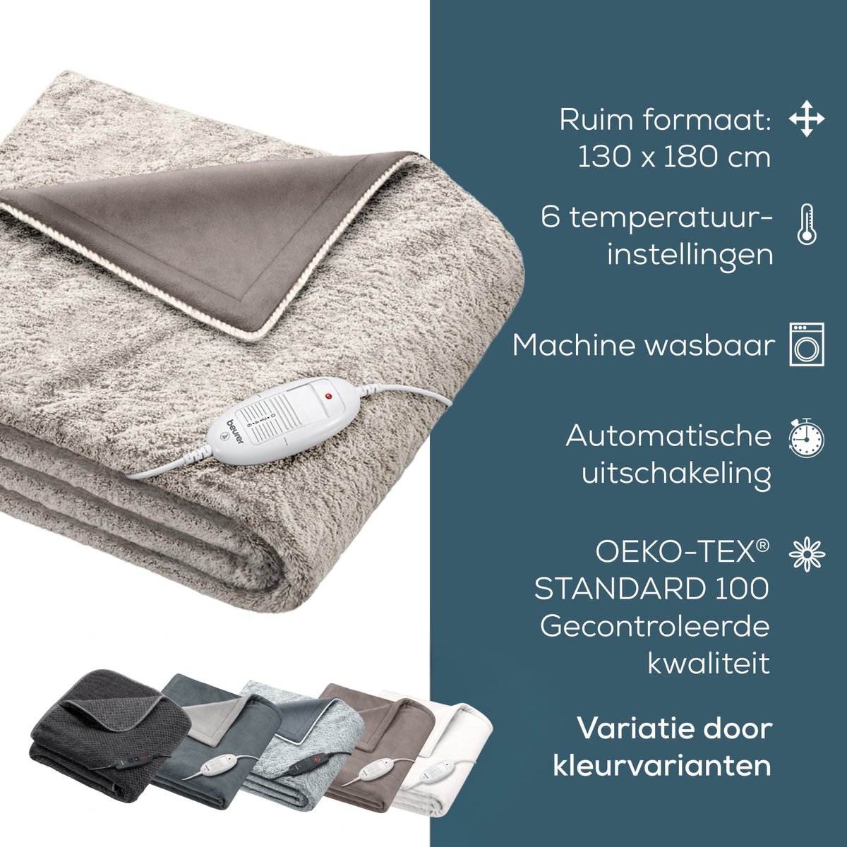 Beurer Elektrische Deken - Warmtedeken - 1 persoons 180x130cm - Test: Zeer goed - Automatische uitschakeling - Nordic - 3 Jaar Garantie – foto 7