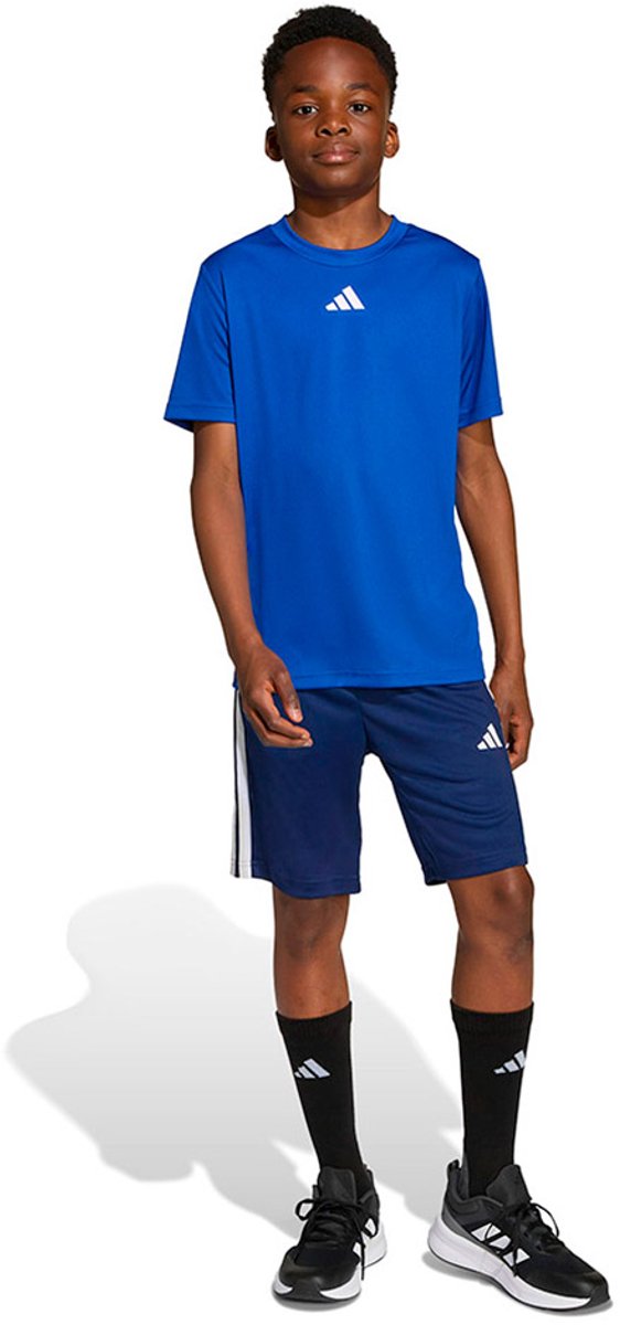 Adidas Train Essentials 3 Stripes Tee Set 13-14 Years Kinderen Blauw