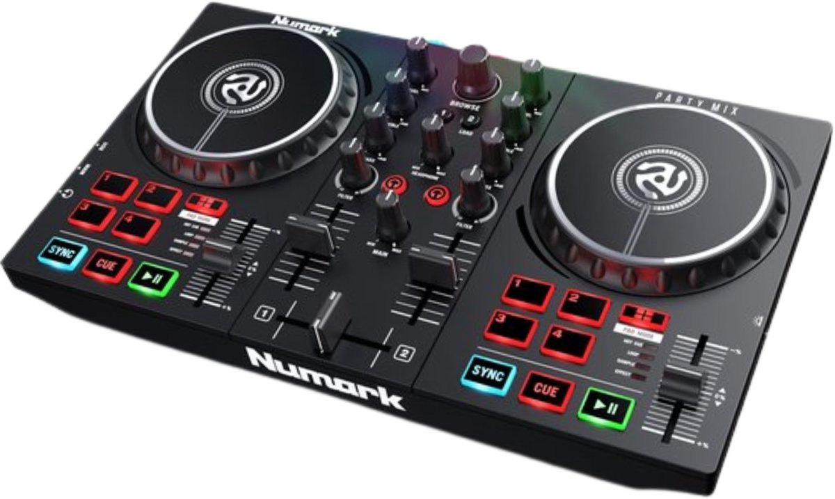 Numark Party Mix II - DJ-controller / DJ-set voor beginners met ingebouwde DJ-verlichting en DJ-mixer voor Serato DJ Lite
