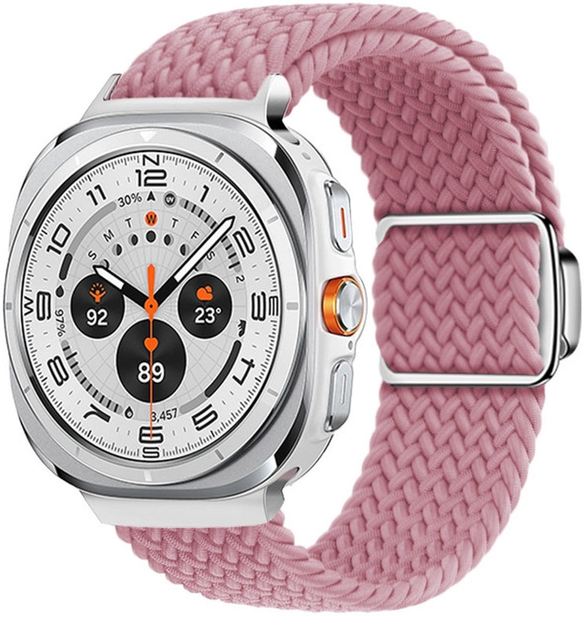 Gevlochten nylon bandje - geschikt voor Samsung Galaxy Watch Ultra (47mm) / Ultra 2025 (47mm) - magneetsluiting - roze