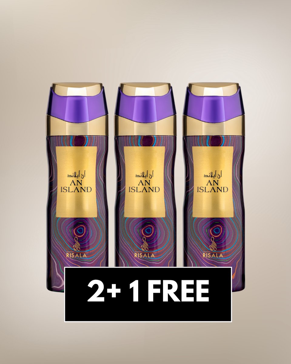 An Island by Risala – 200ml x3 Perfume Deodorant Spray – Long Lasting Arabic Oriental Fragrance from Dubai – Fresh, Tropical, Floral & Musk Scent