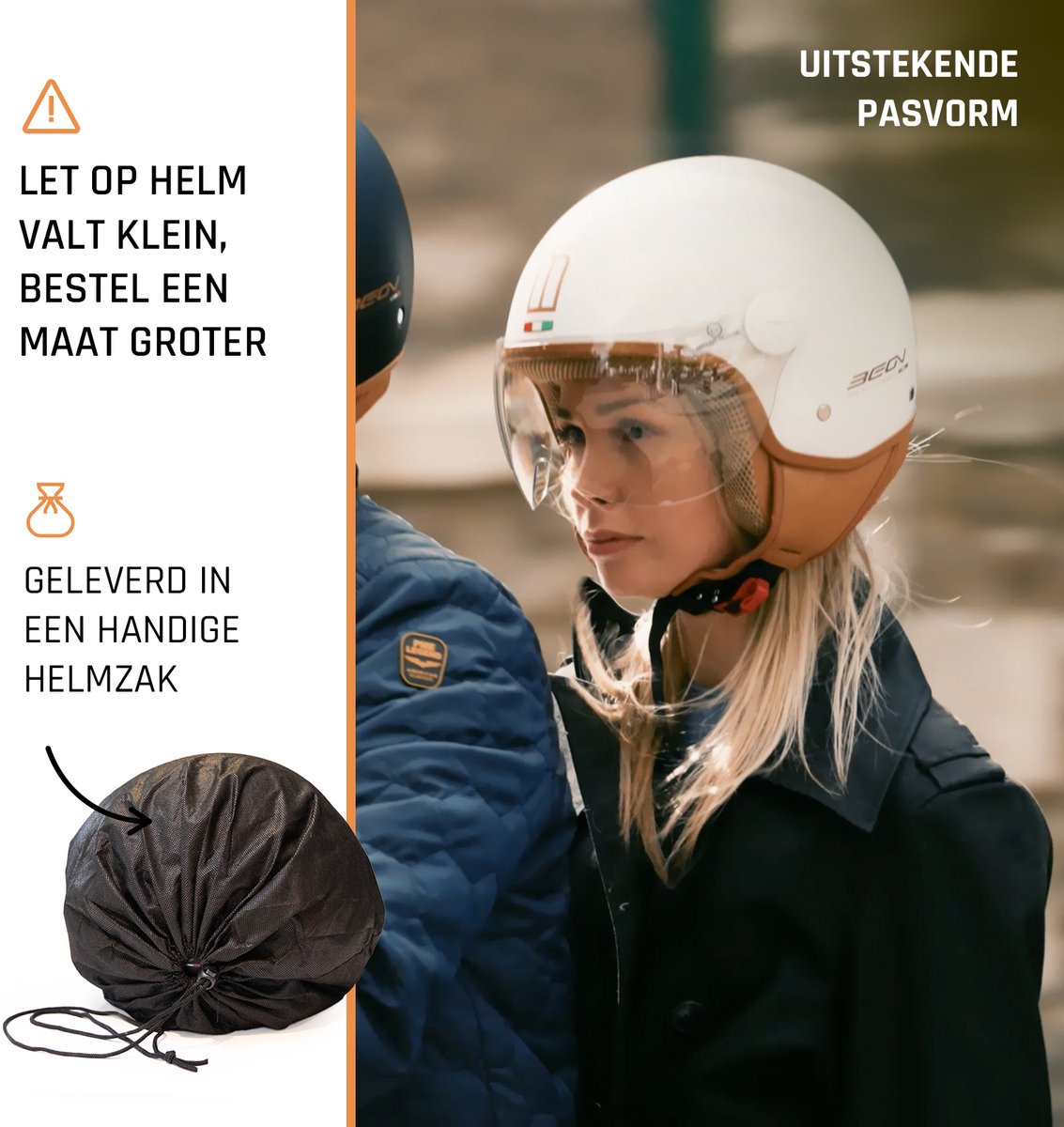 BEON Design Luxe Scooterhelm - M - Jethelm met Vizier - Motorhelm - Geschikt voor Vespa, Scooter, Brommer, Motor en Snorfiets - Wit – foto 2