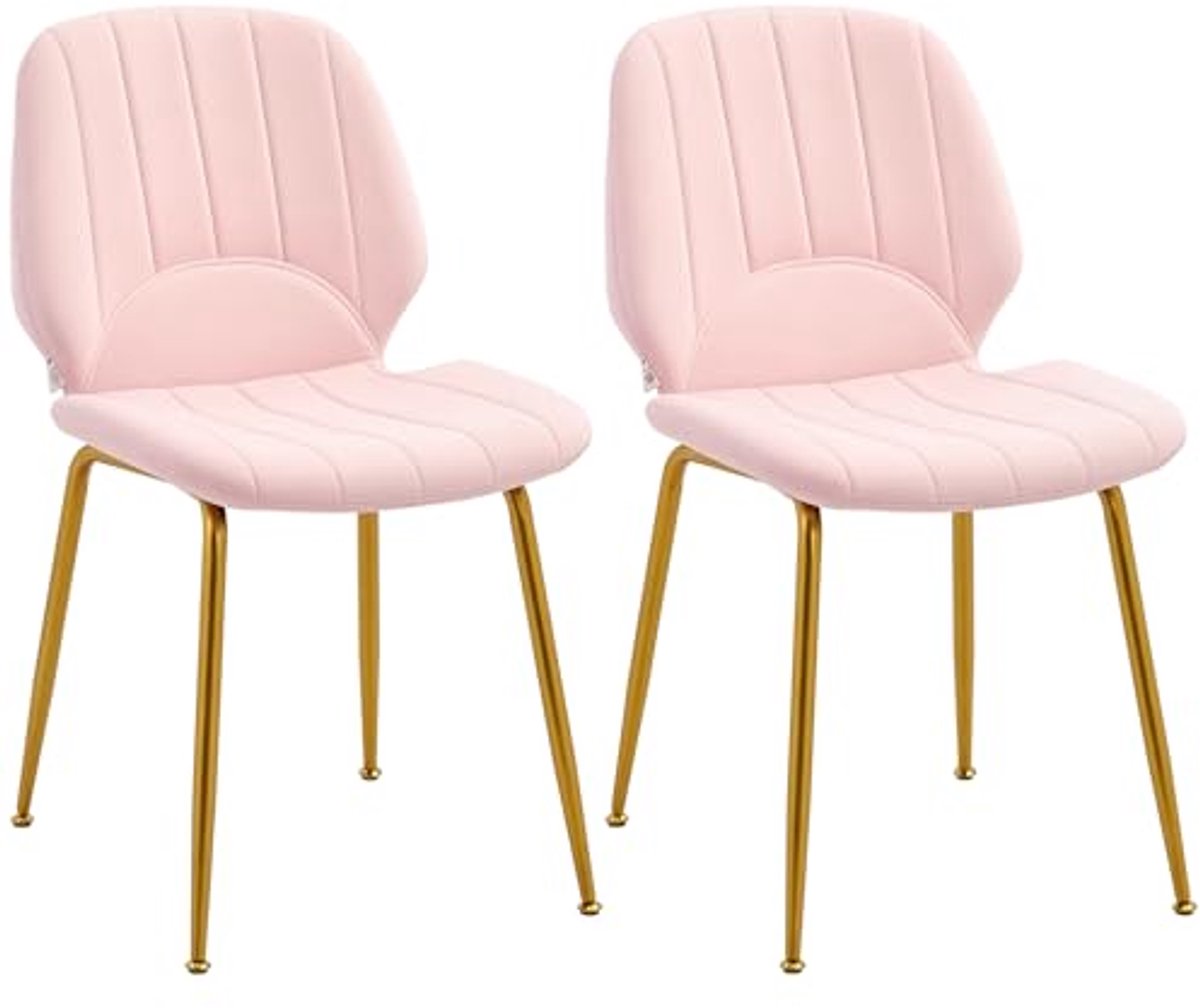 Moderne Eetkamerstoelen Set van 2 – Fluwelen Huiskamerstoelen met Rugleuning, Gewatteerde