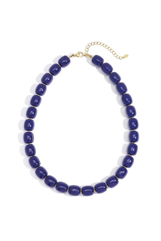 Ketting - Grote Kralen - Dames - Acryl Kralen - Trendy Kralenketting - 53 cm - Navy Blue