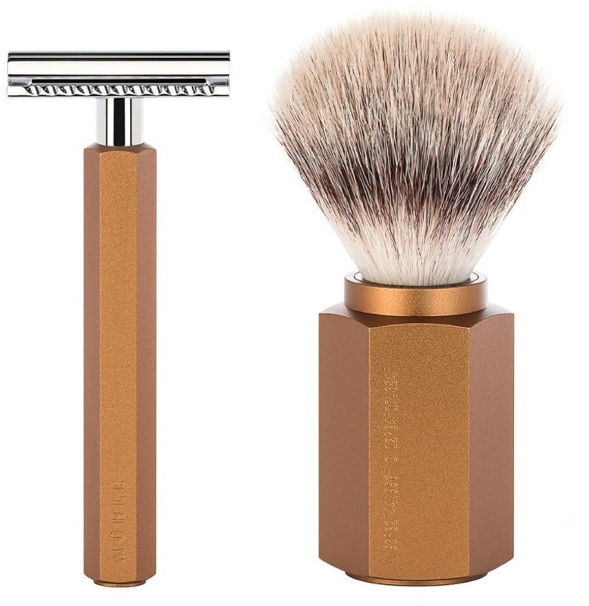 MÜHLE -Scheerset -Hexagon -Bronze -Saf.Razor -Silvertip Fibre