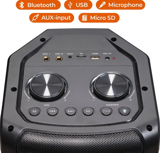 Denver Bluetooth Speaker Party Box - Discolichten - Partybox - Incl. Microfoon - BPS352 van Denver — afbeelding 2