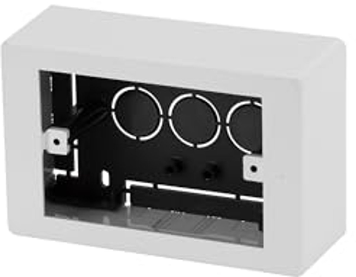 Rechthoekige Wanddoos met 3 Modules voor Elektrische Platen - Wandmontage Wit