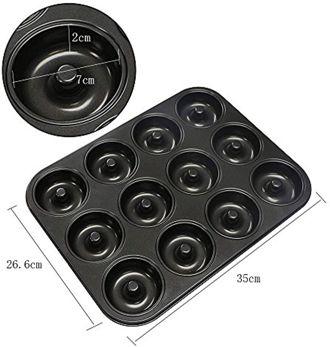 Donut Bakvorm en Muffin Bakvorm Set - 12 Delige Antiaanbak Mallen Ø7 cm